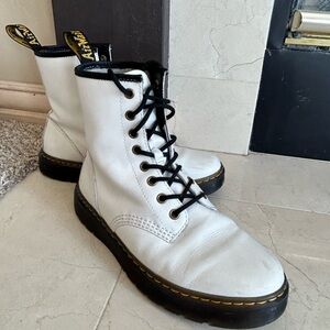Dr. Martens White Leather Women's Boots